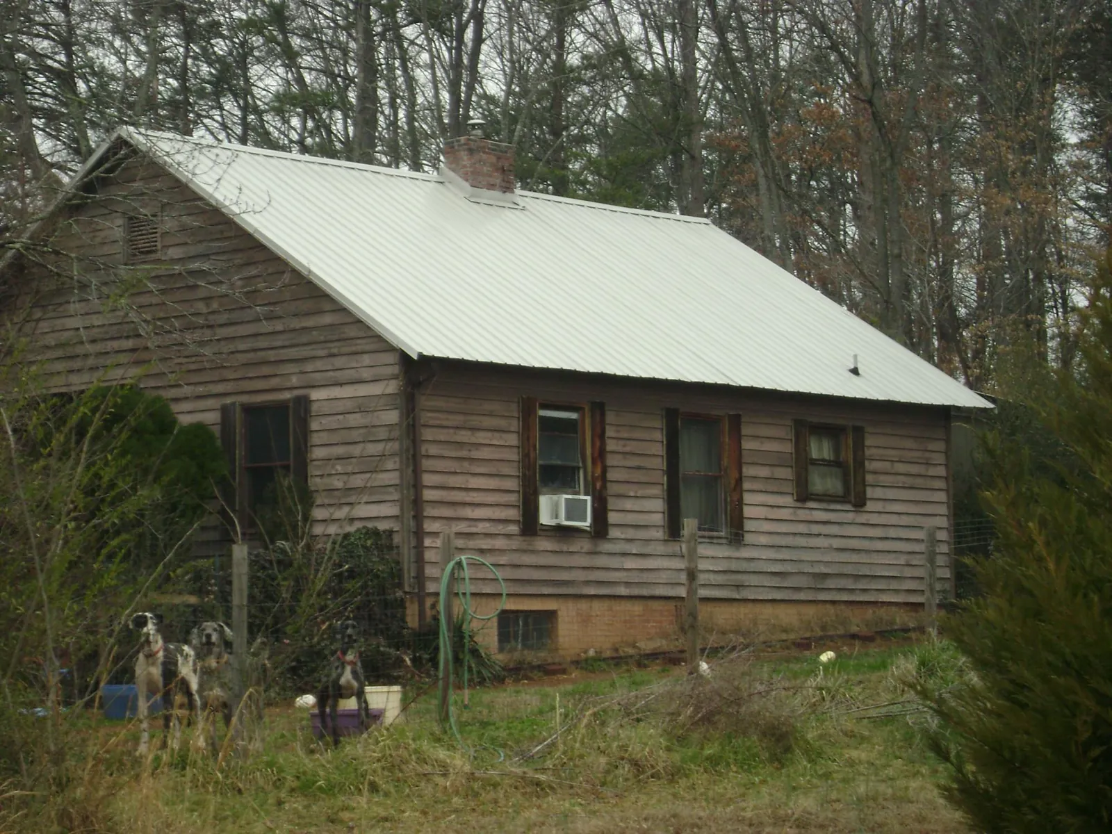 White metal roof on an old wood sided farmhouse, from a Metal Roof Installation job in Salamanca